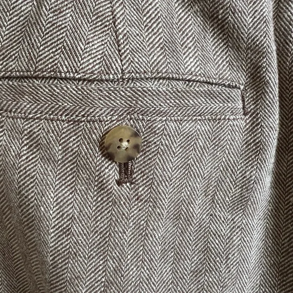 J. Jill Linen & Cotton Herringbone Pants Trousers In Coffee - Picture 3 of 10